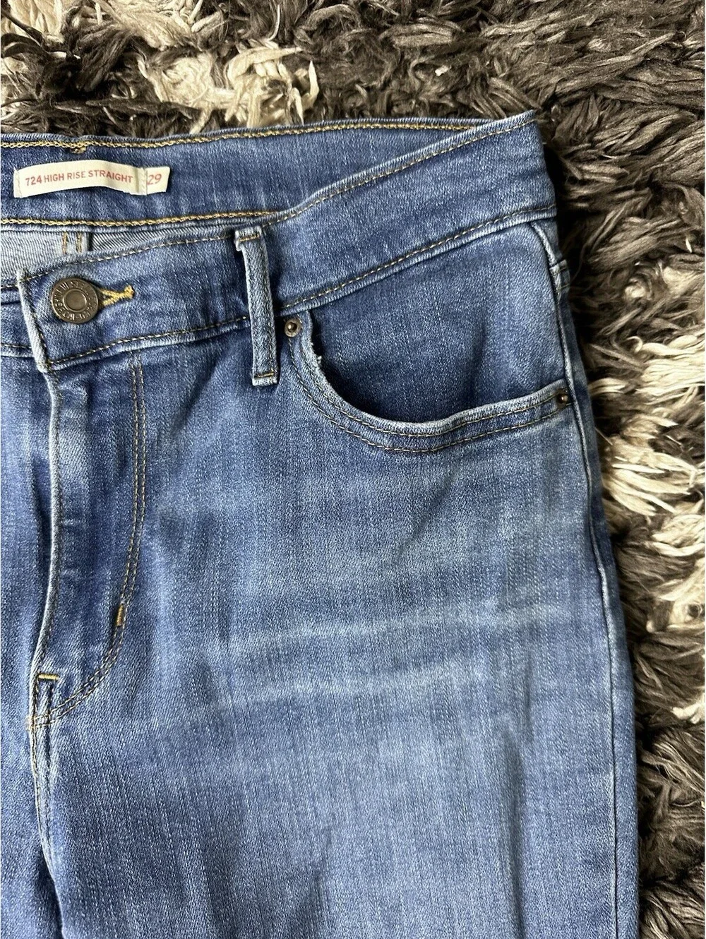 Levis 724 High Rise Straight Jeans Womens 29 Medium Wash Denim Stretch